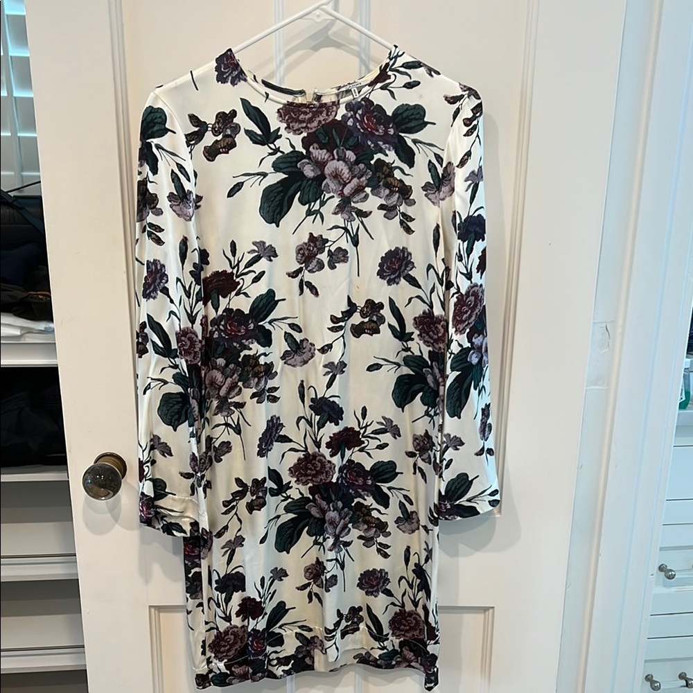 Floral Print Dress - Cream and Purple